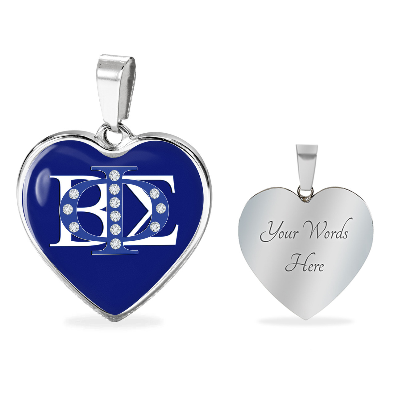 Phi Beta Sigma Necklace Heart Greek Diamond