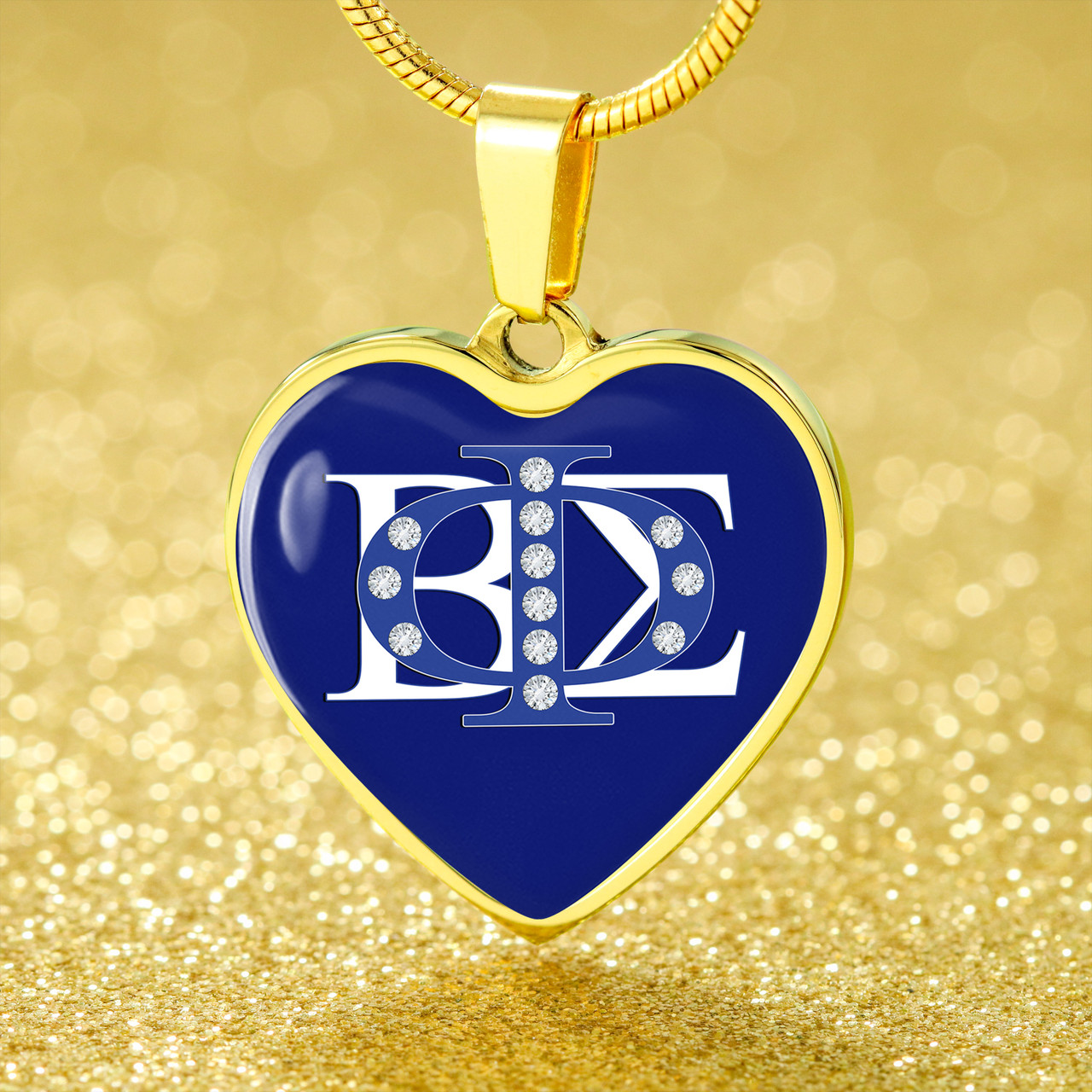 Phi Beta Sigma Necklace Heart Greek Diamond