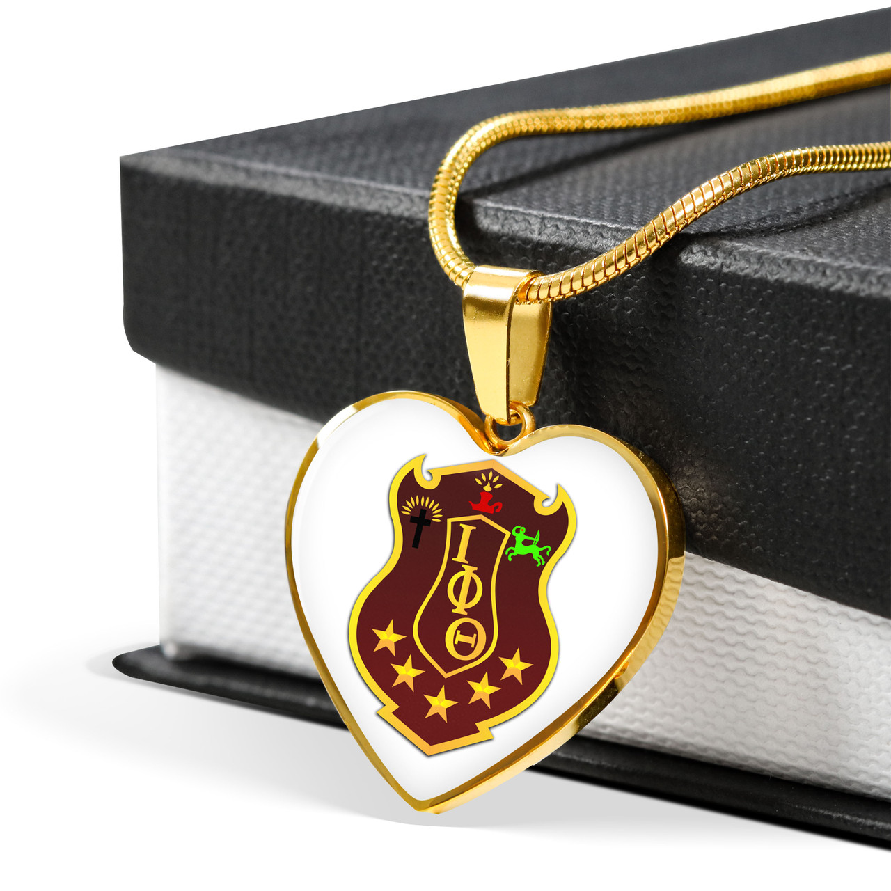 Iota Phi Theta Necklace Heart Crest