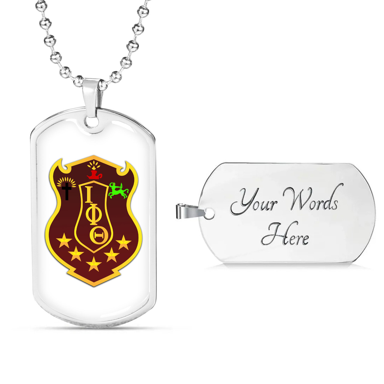 Iota Phi Theta Military Dog Tag Necklace Crest