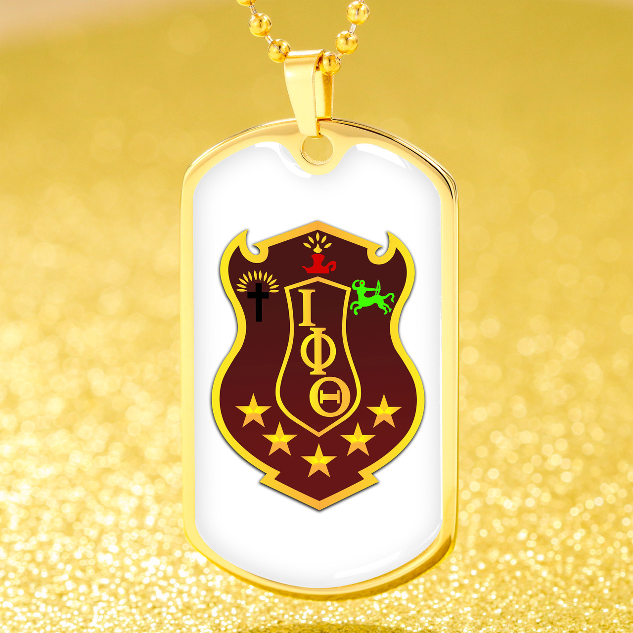 Iota Phi Theta Military Dog Tag Necklace Crest