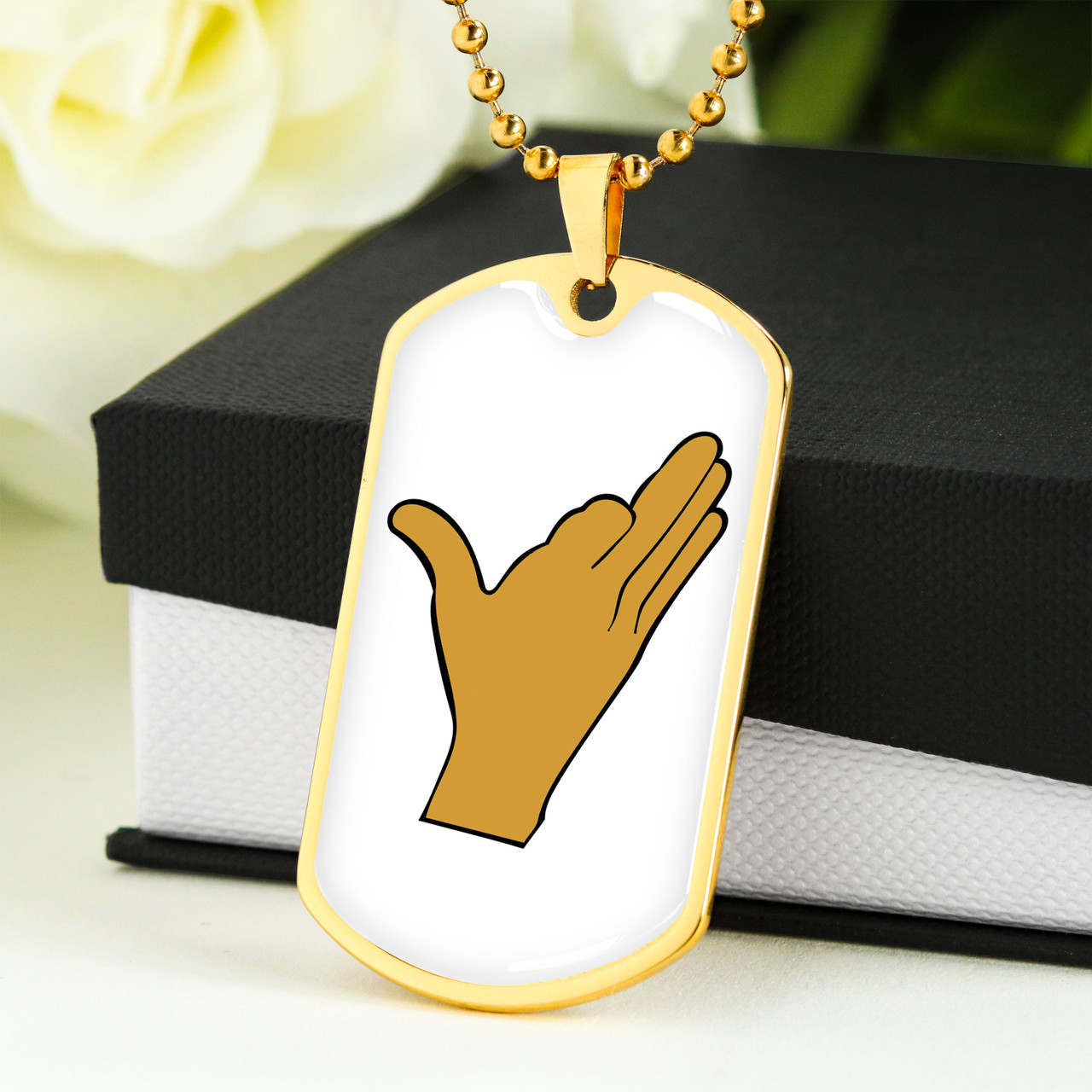 Iota Phi Theta Military Dog Tag Necklace Hand Sign