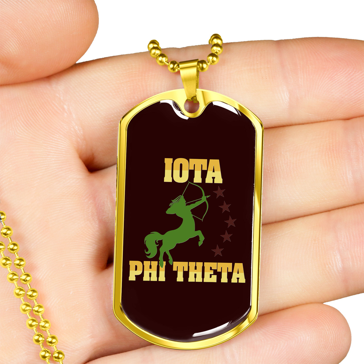 Iota Phi Theta Military Dog Tag Necklace Letter Style