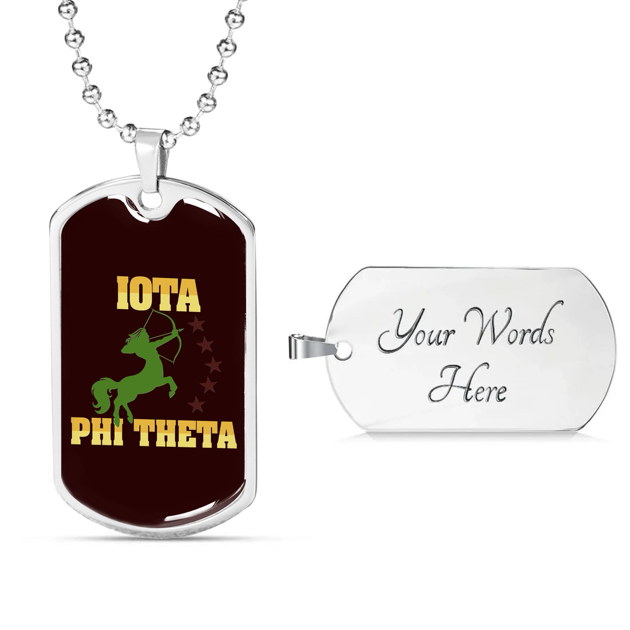 Iota Phi Theta Military Dog Tag Necklace Letter Style