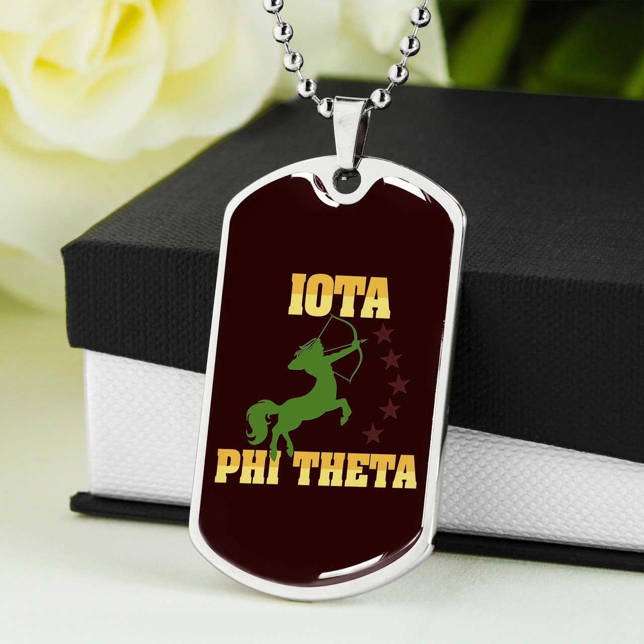 Iota Phi Theta Military Dog Tag Necklace Letter Style