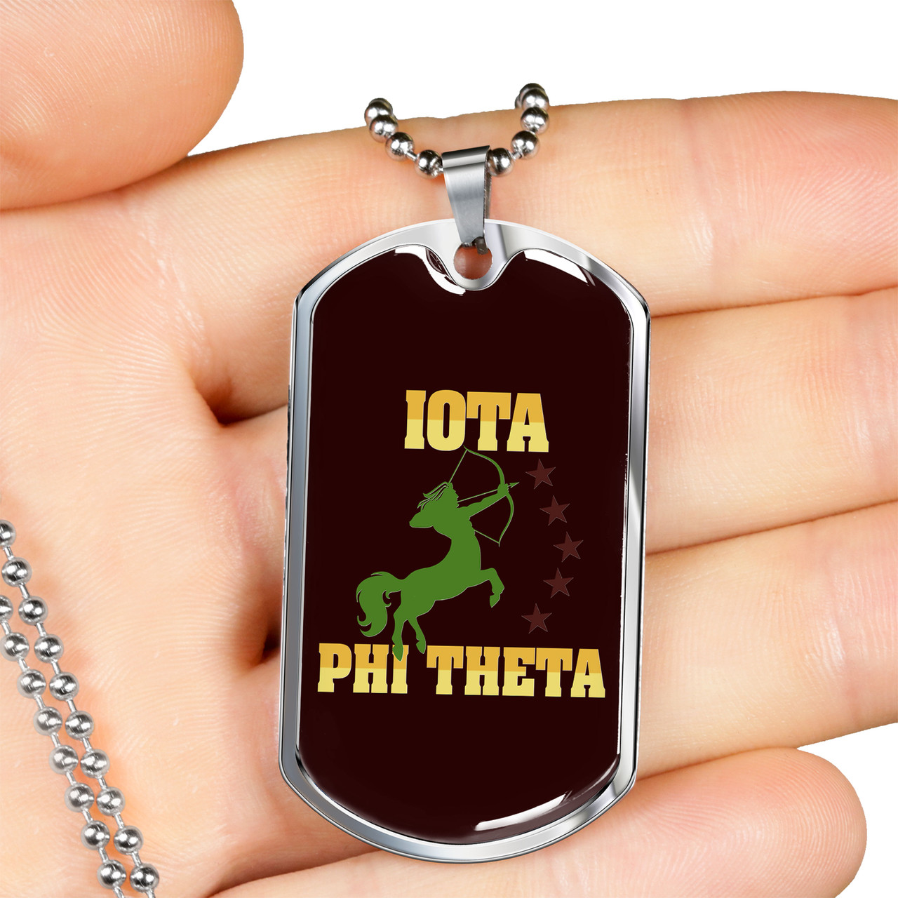 Iota Phi Theta Military Dog Tag Necklace Letter Style