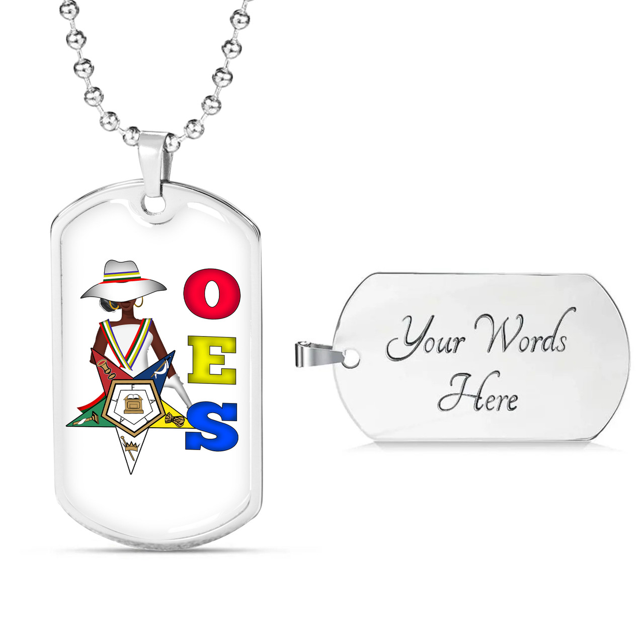 Order of the Eastern Star Military Dog Tag Necklace Girl Letter