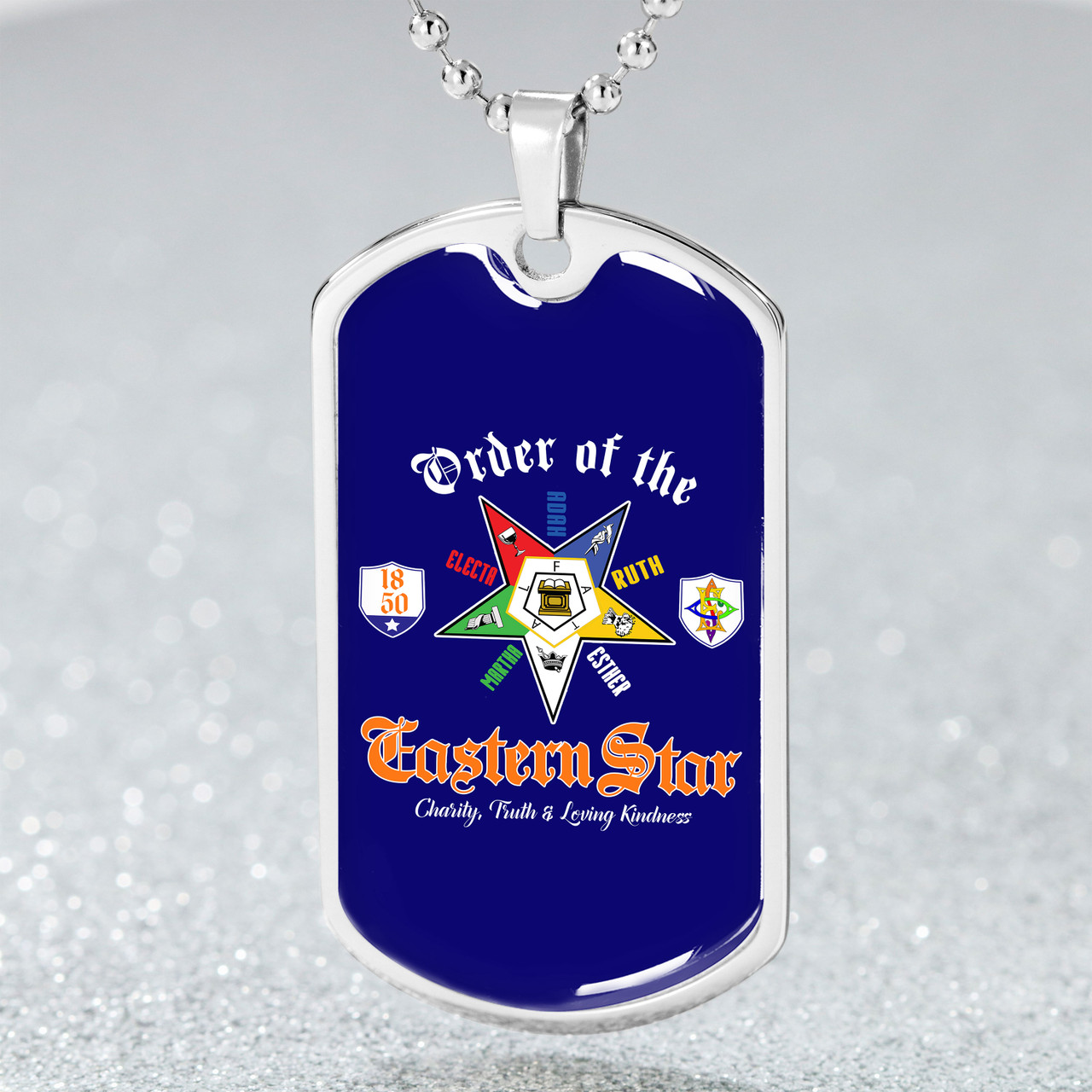 Order of the Eastern Star Military Dog Tag Necklace Letter