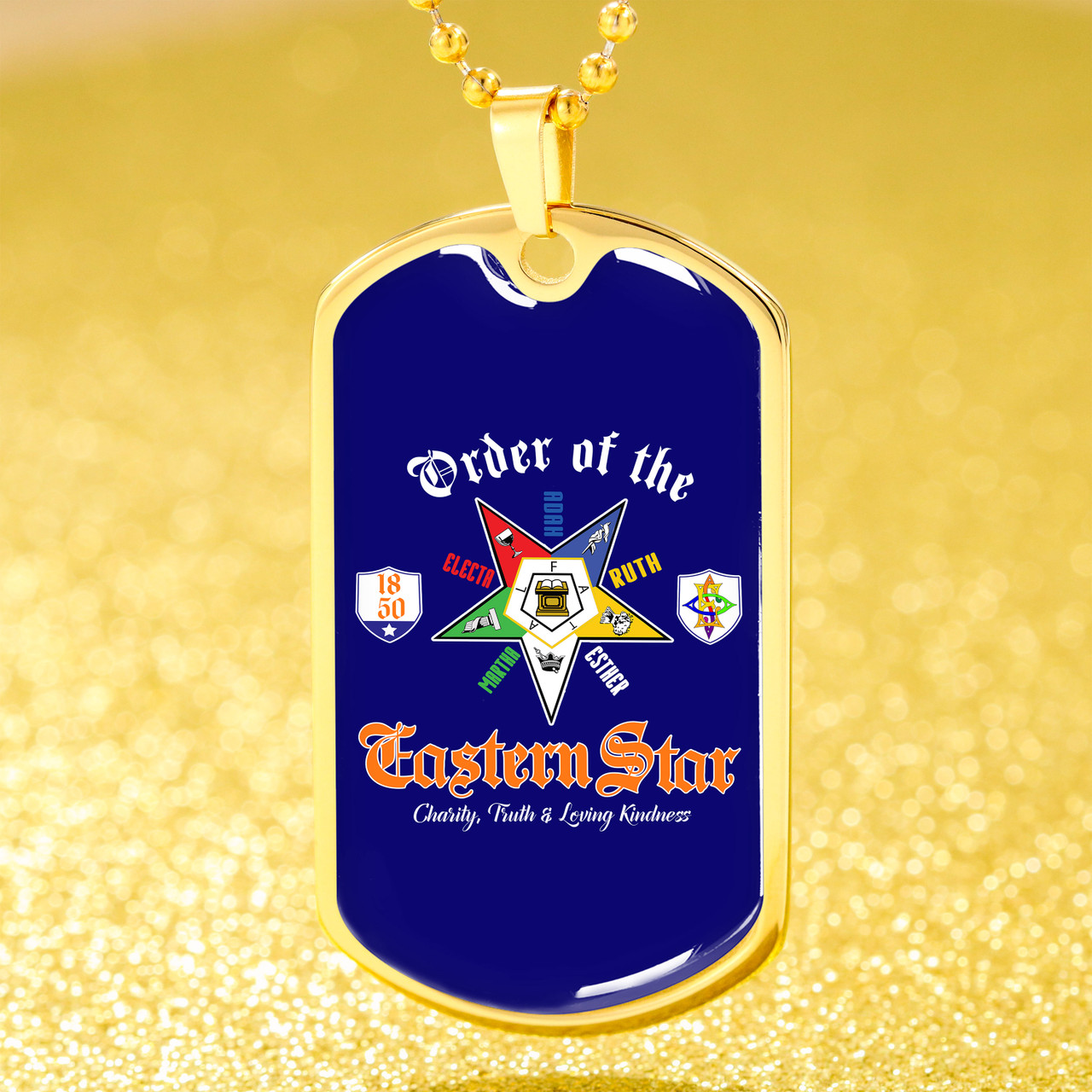 Order of the Eastern Star Military Dog Tag Necklace Letter