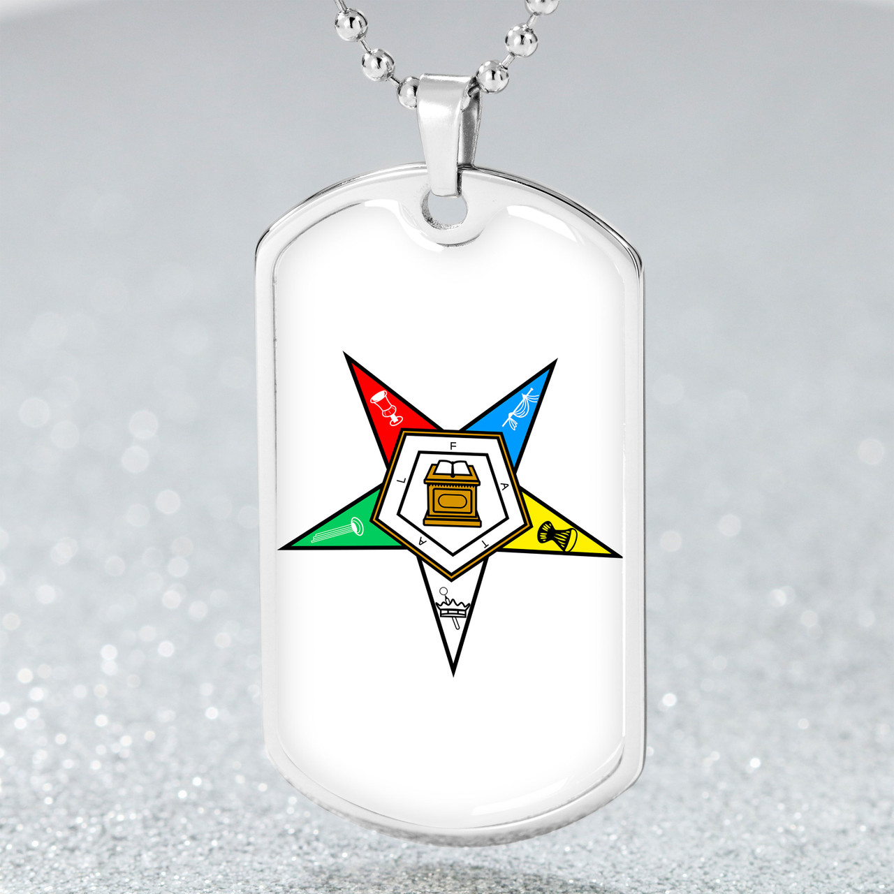 Order of the Eastern Star Military Dog Tag Necklace Shield