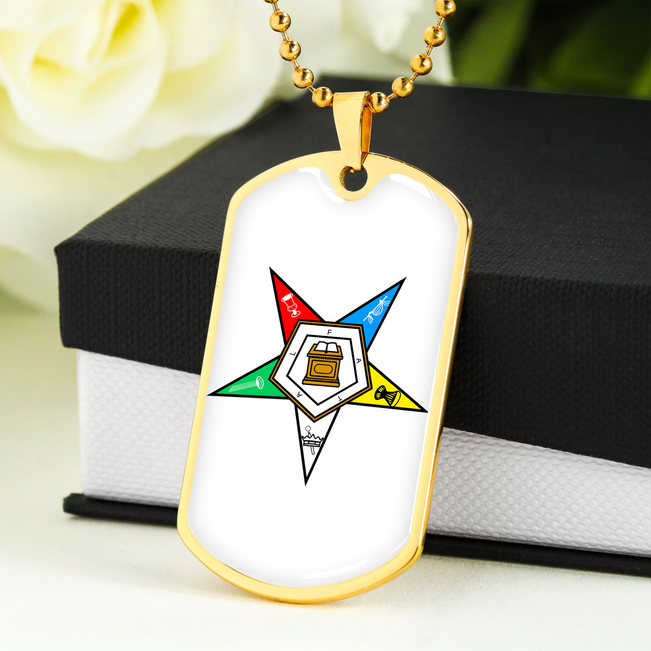 Order of the Eastern Star Military Dog Tag Necklace Shield