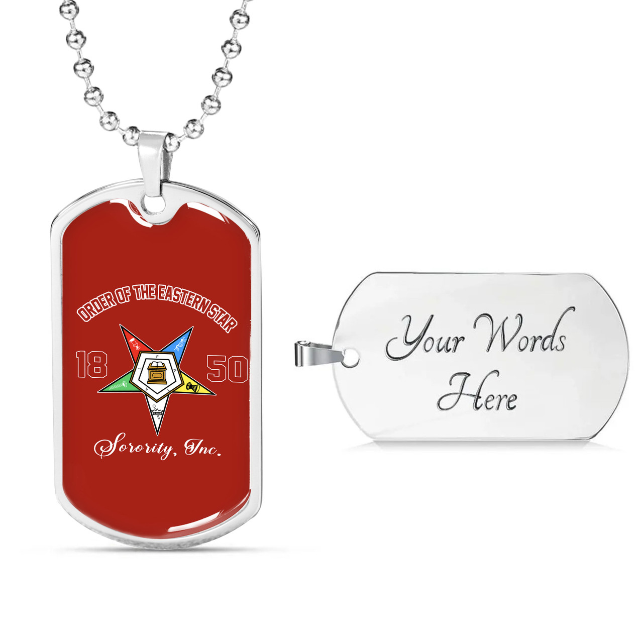 Order of the Eastern Star Military Dog Tag Necklace Sorority