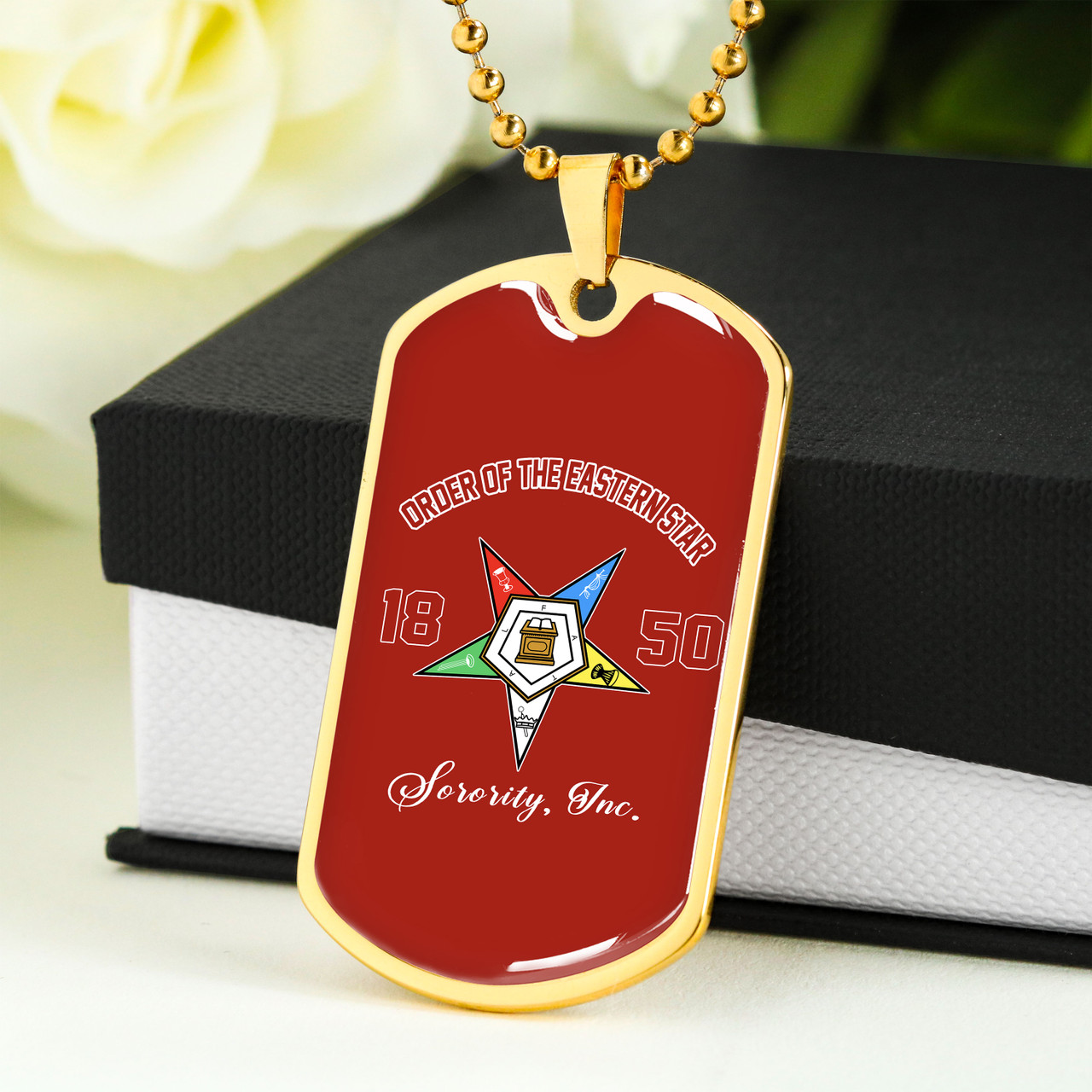 Order of the Eastern Star Military Dog Tag Necklace Sorority