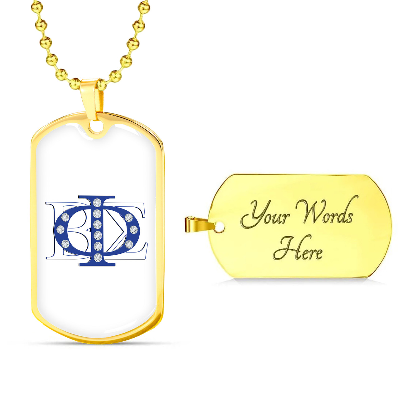 Phi Beta Sigma Military Dog Tag Necklace Greek Diamond