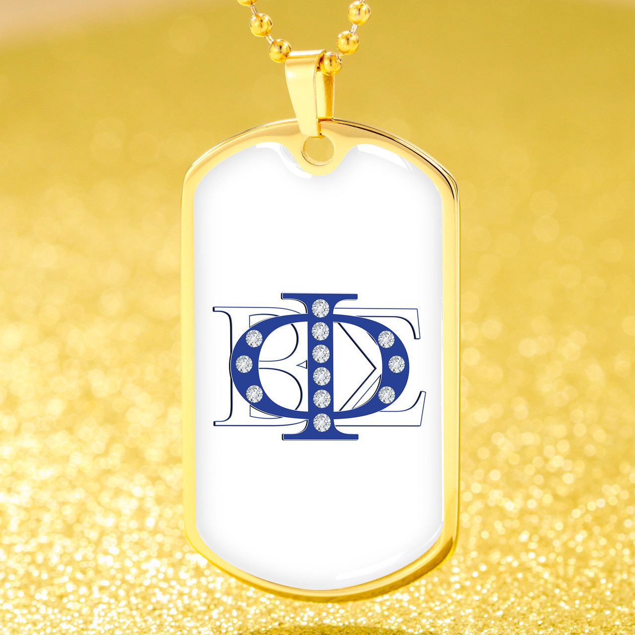 Phi Beta Sigma Military Dog Tag Necklace Greek Diamond