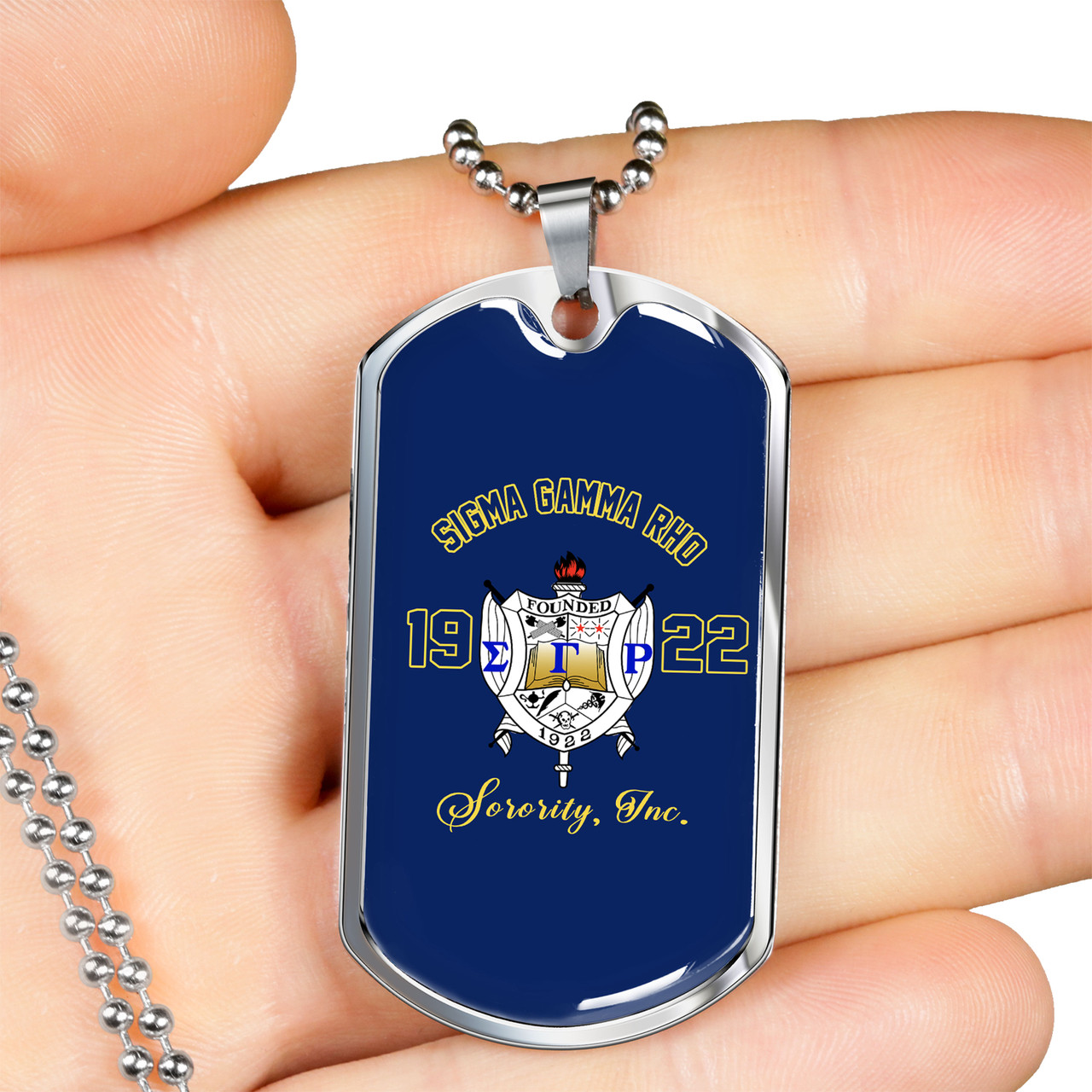 Sigma Gamma Rho Military Dog Tag Necklace Sorority