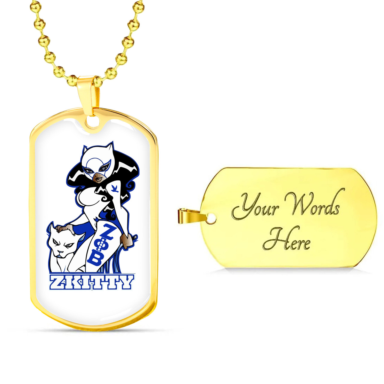 Zeta Phi Beta Military Dog Tag Necklace Cat