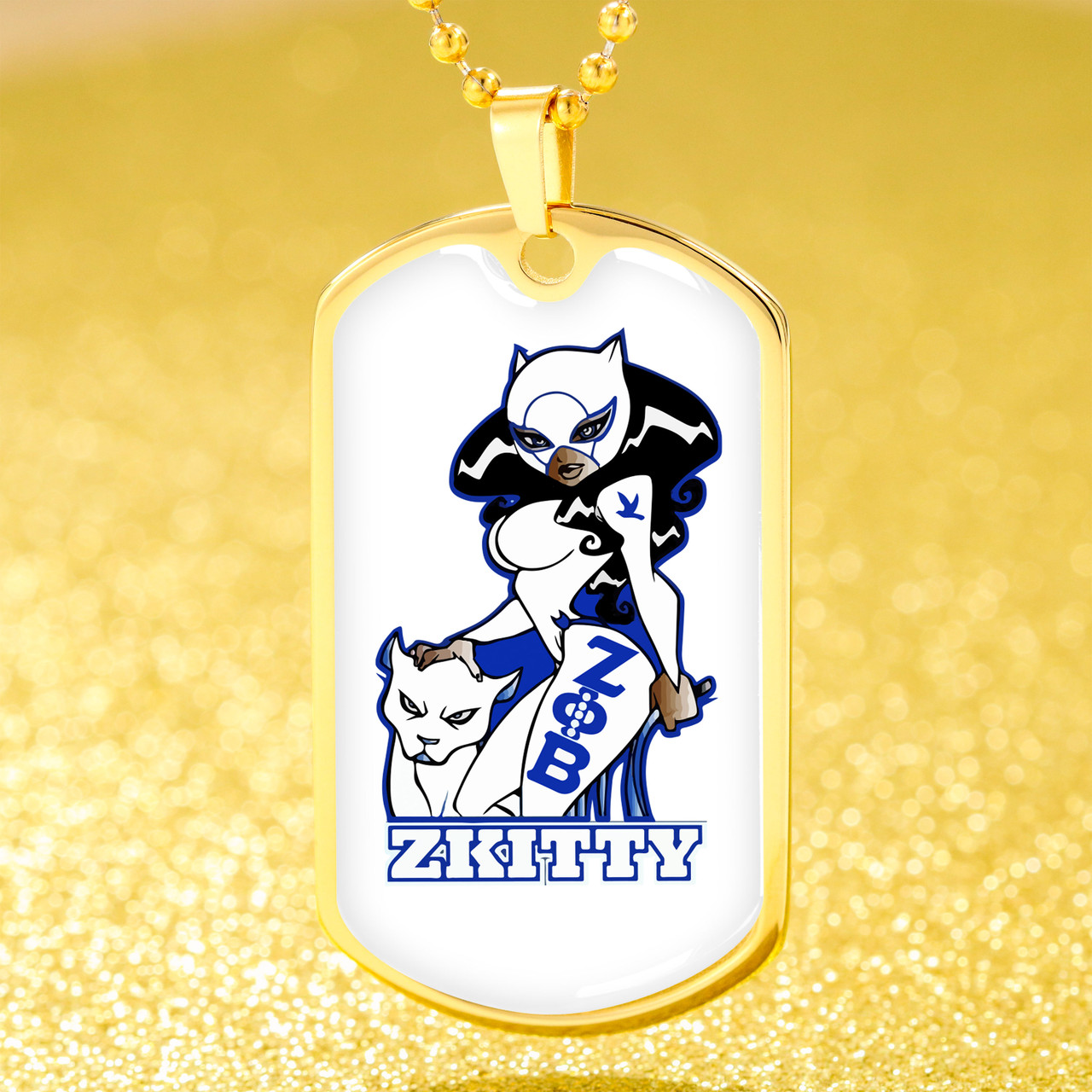 Zeta Phi Beta Military Dog Tag Necklace Cat