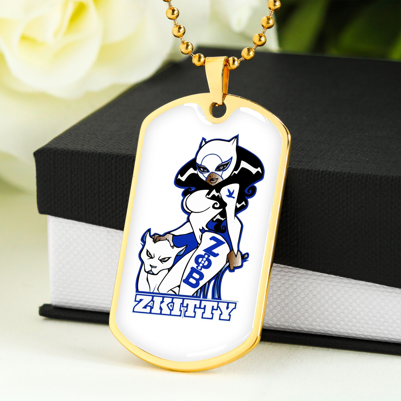 Zeta Phi Beta Military Dog Tag Necklace Cat