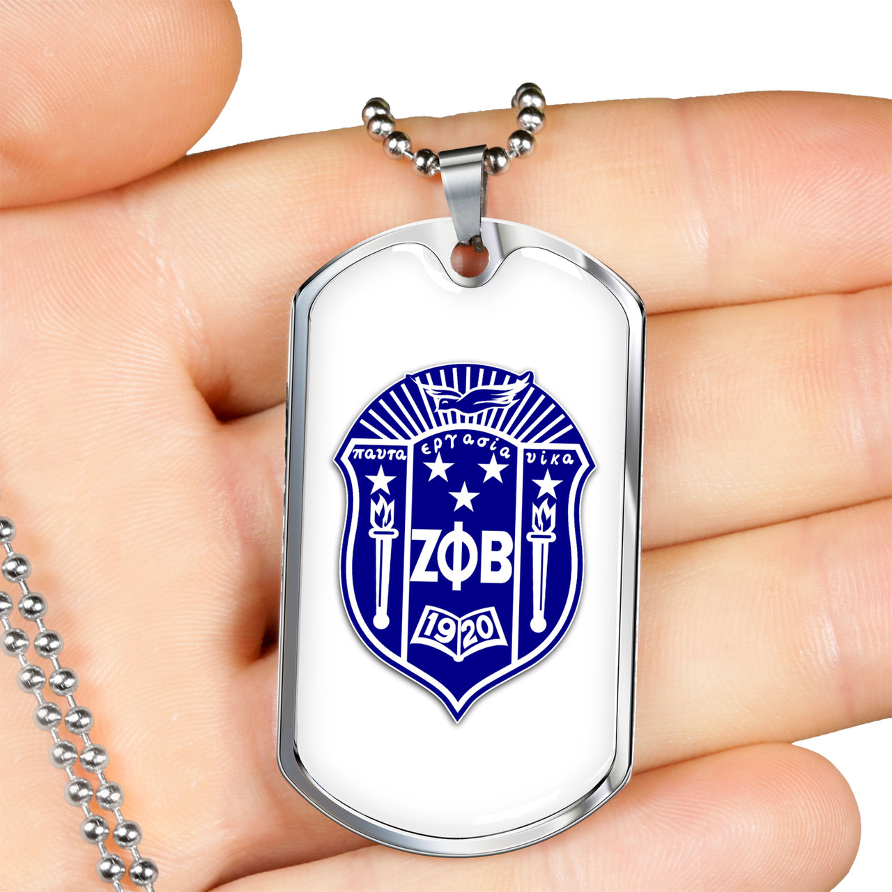 Zeta Phi Beta Military Dog Tag Necklace Crest