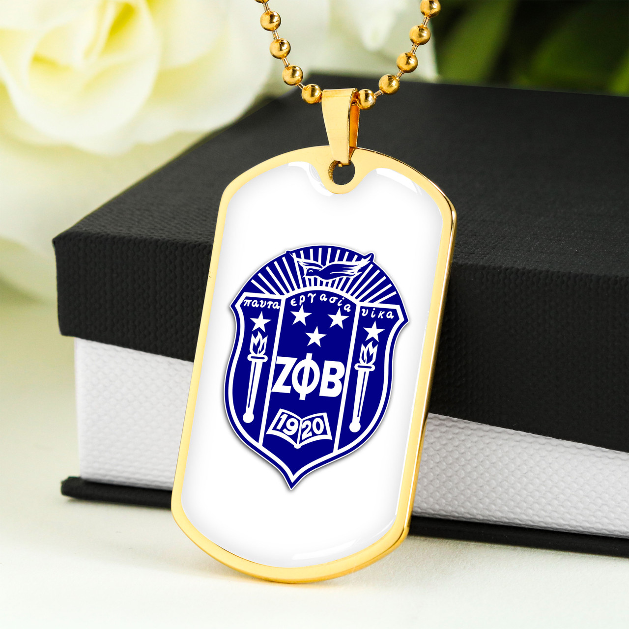 Zeta Phi Beta Military Dog Tag Necklace Crest