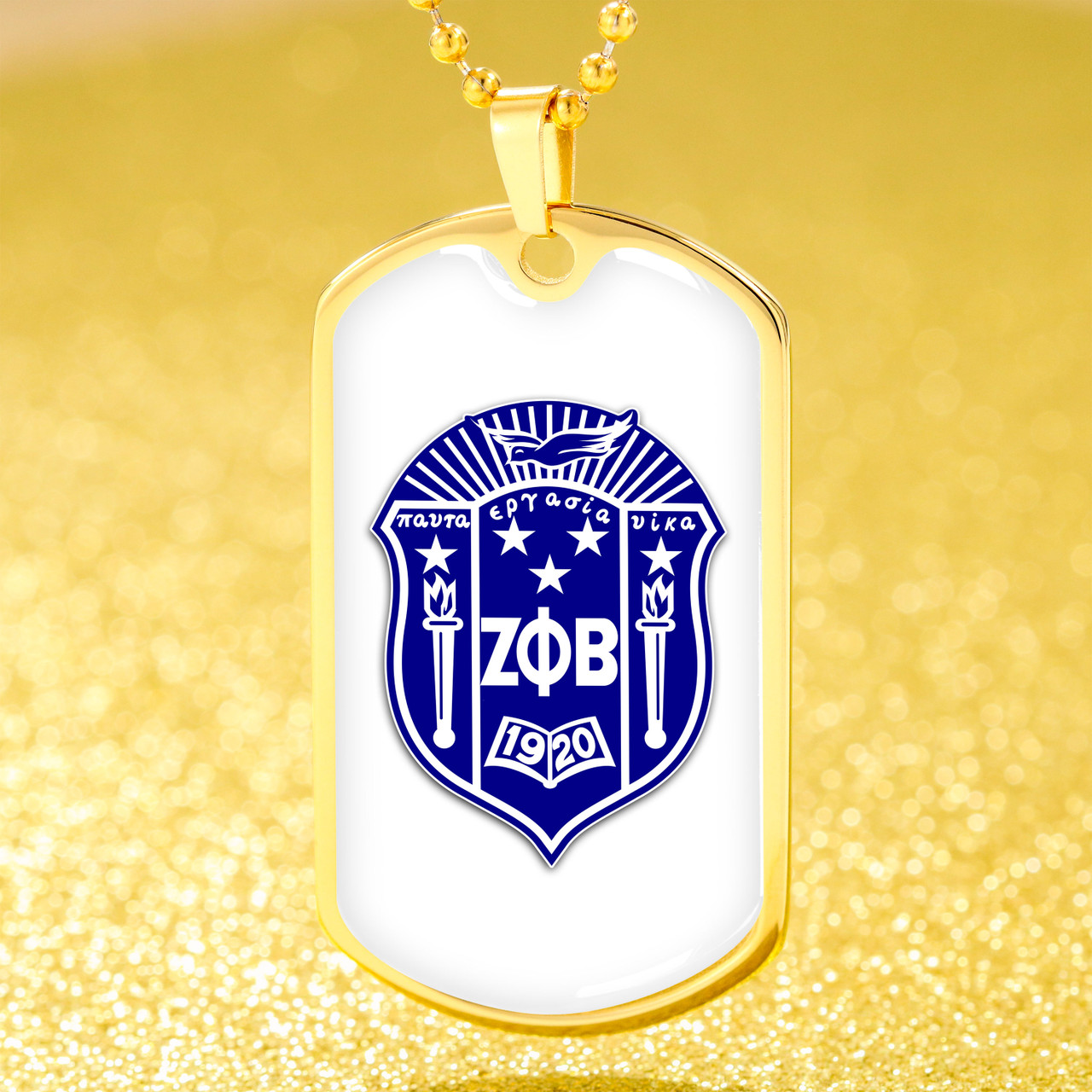 Zeta Phi Beta Military Dog Tag Necklace Crest