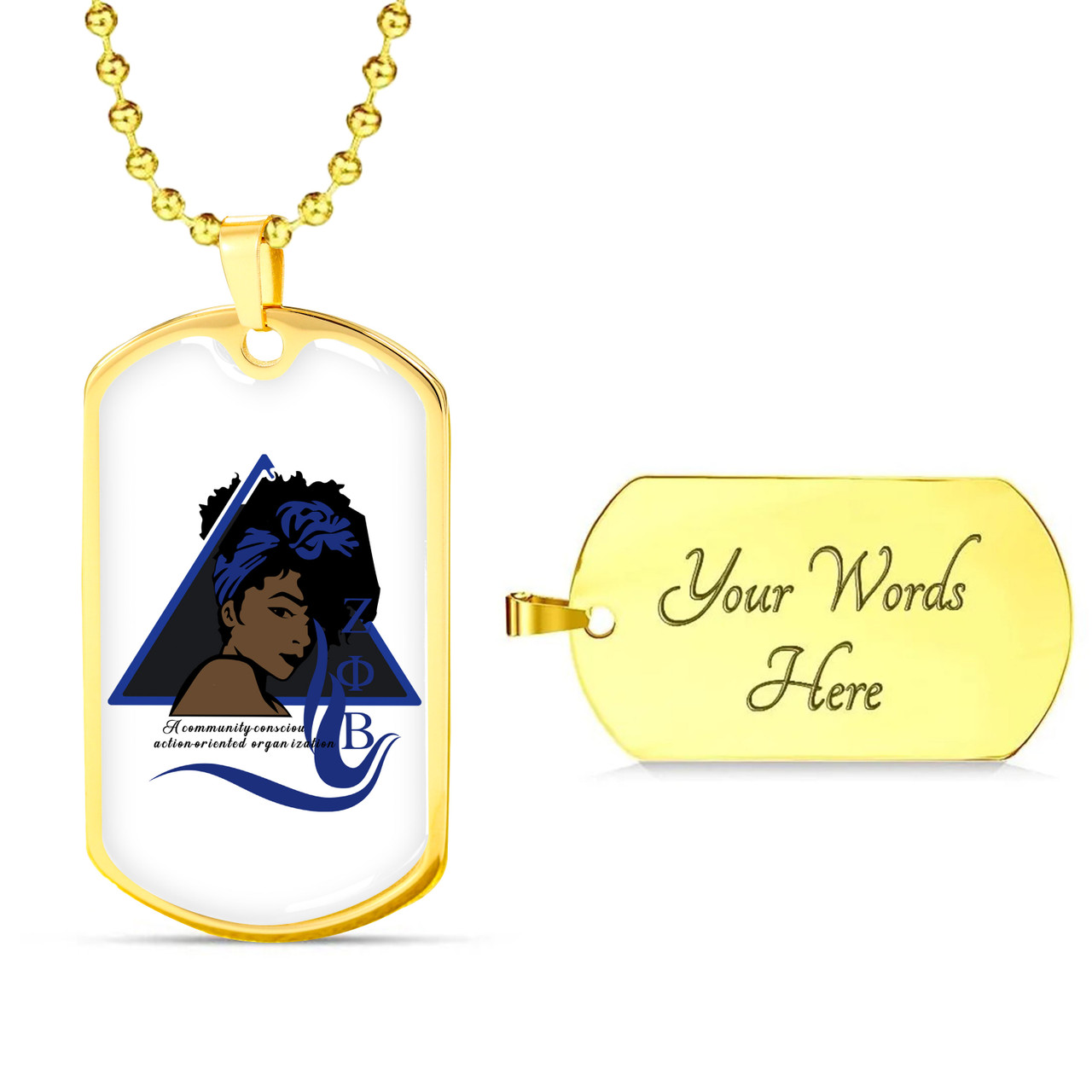 Zeta Phi Beta Military Dog Tag Necklace Dove With Girl