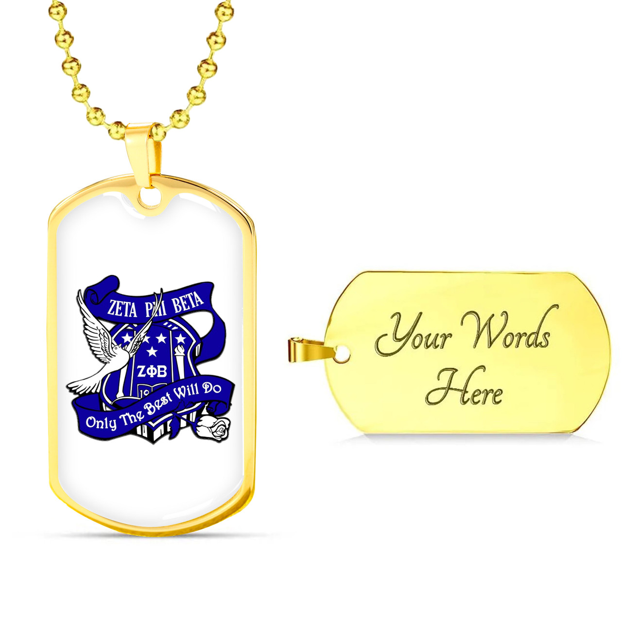 Zeta Phi Beta Military Dog Tag Necklace Dove