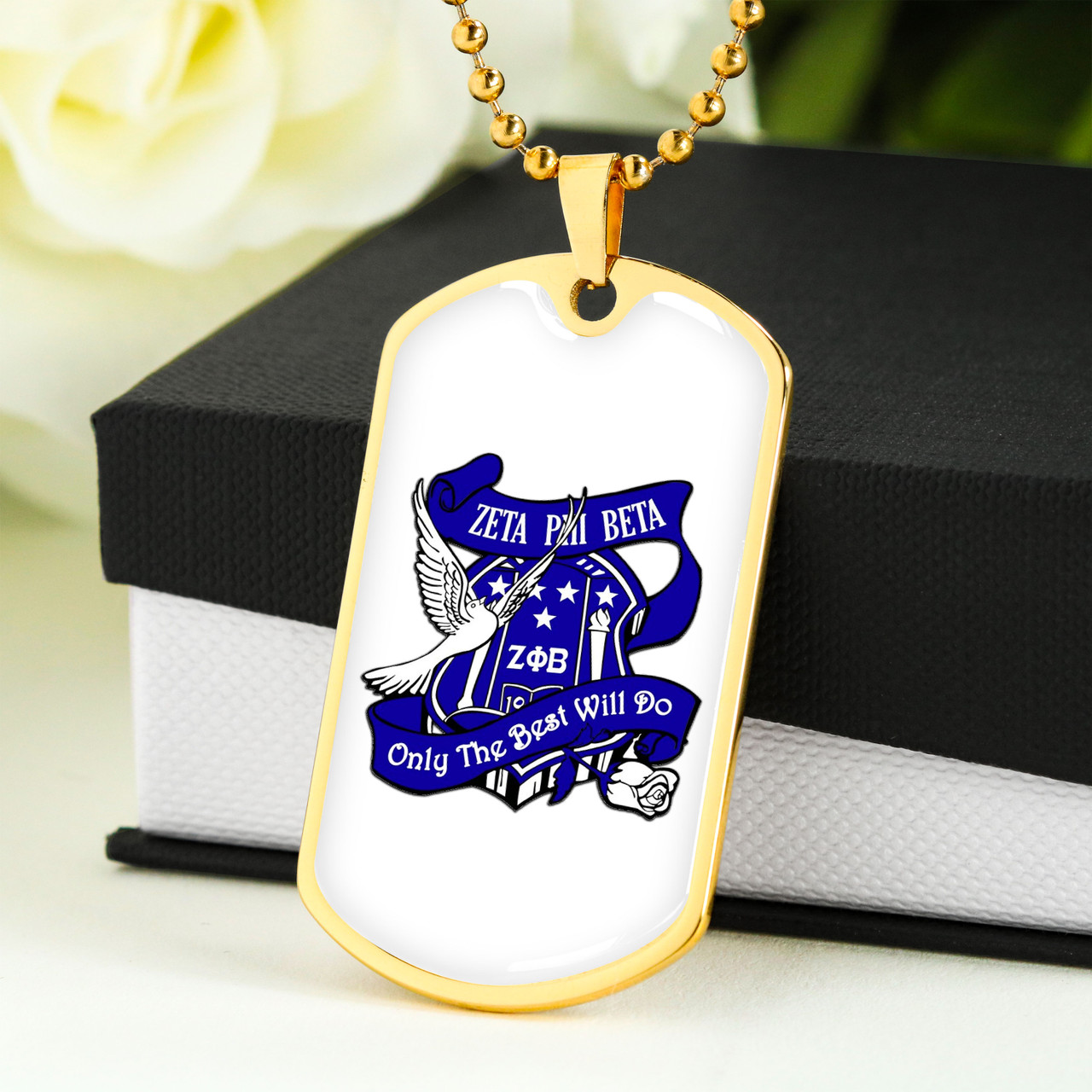 Zeta Phi Beta Military Dog Tag Necklace Dove