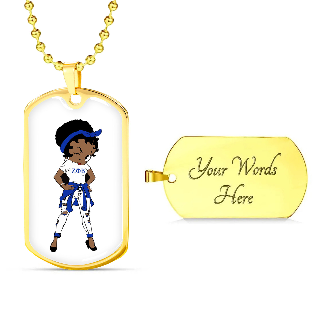 Zeta Phi Beta Military Dog Tag Necklace Sexy Girl