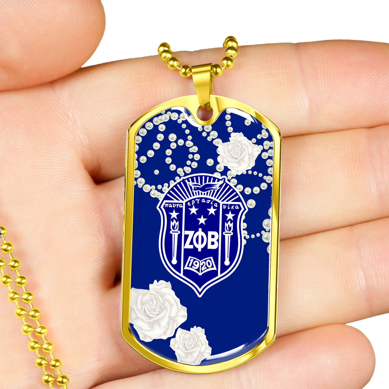 Zeta Phi Beta Military Dog Tag Necklace Symbols Design