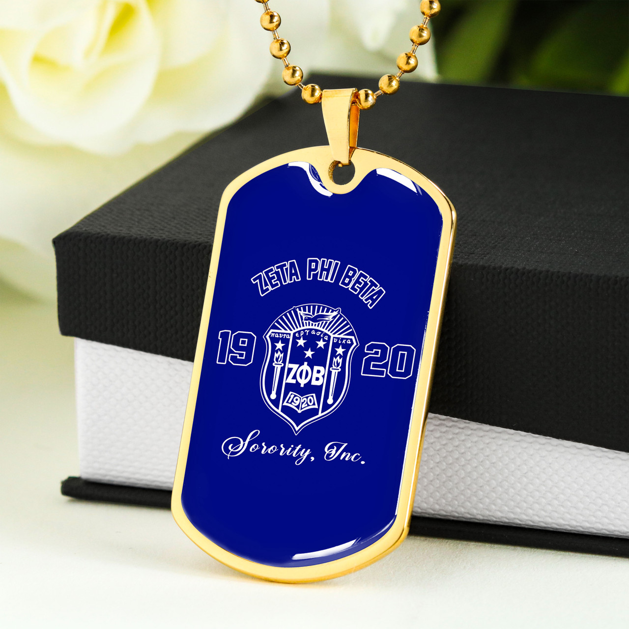 Zeta Phi Beta Military Dog Tag Necklace Sorority Inc