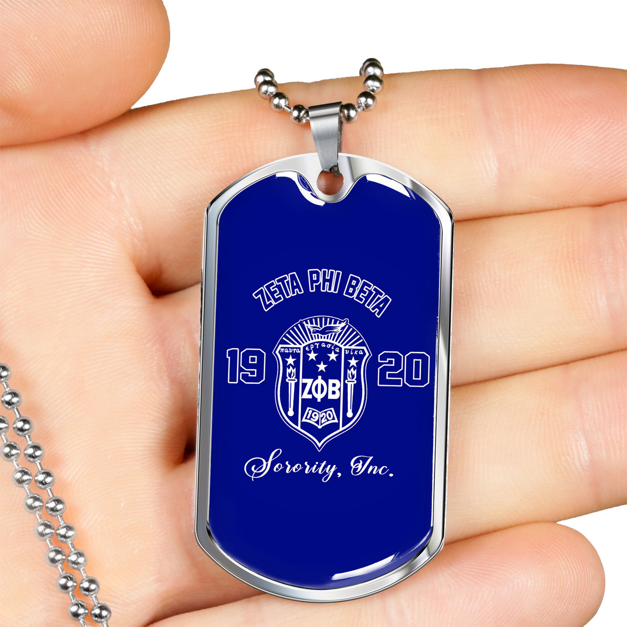 Zeta Phi Beta Military Dog Tag Necklace Sorority Inc