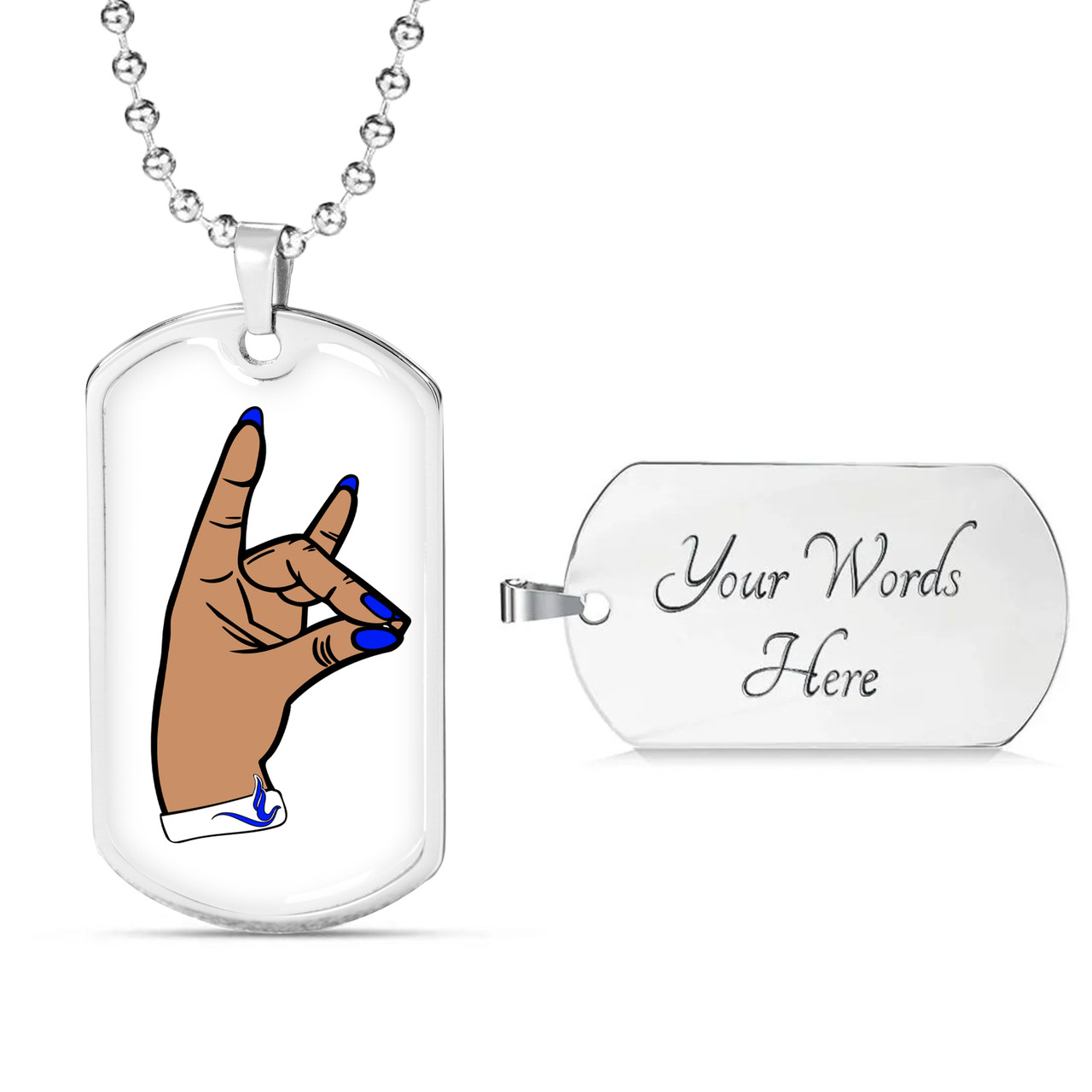 Zeta Phi Beta Military Dog Tag Necklace Hand