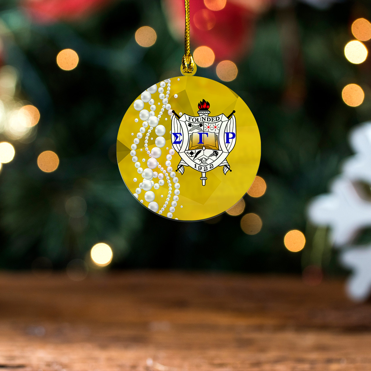 Sigma Gamma Rho Acrylic And Wooden Ornament Pearl Style
