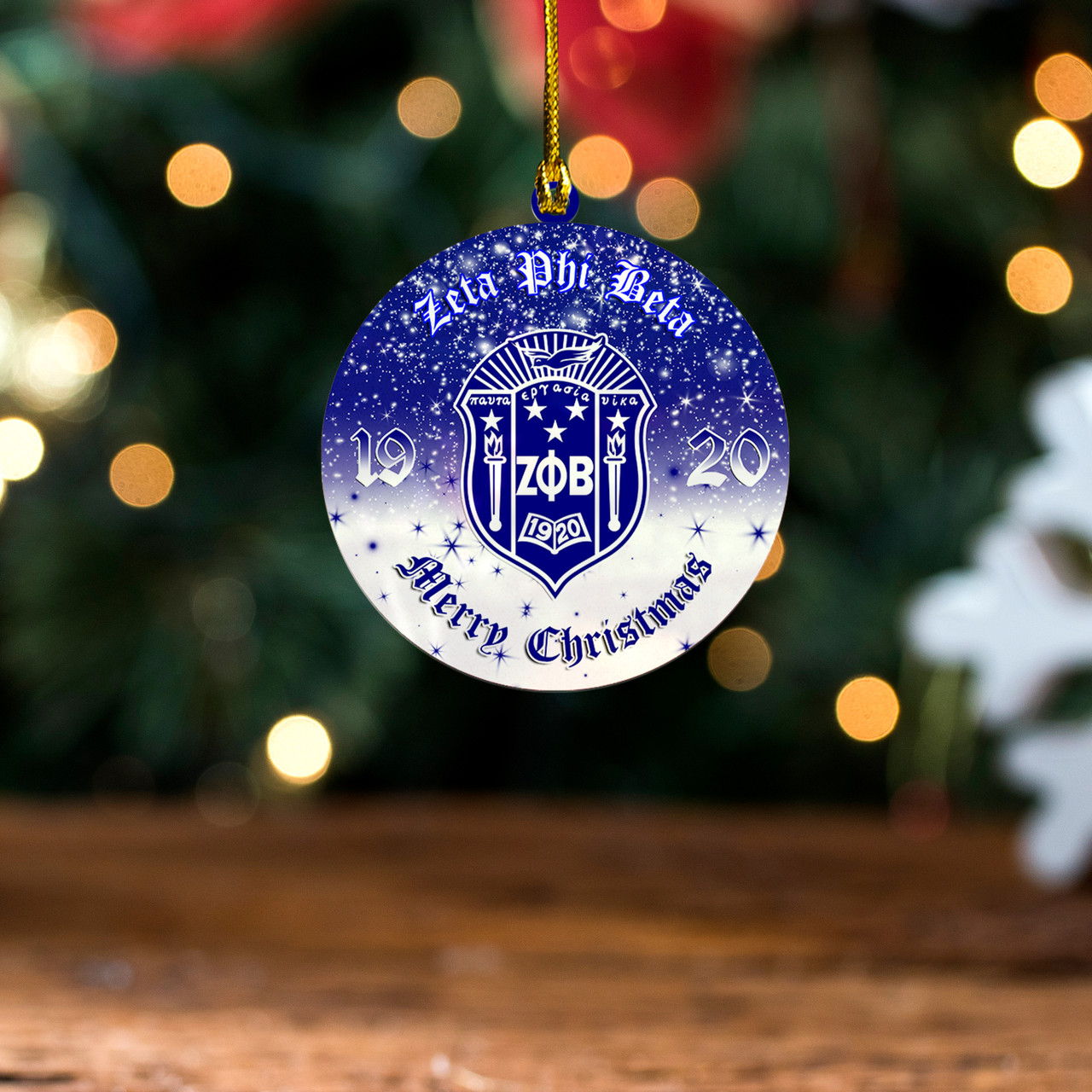 Zeta Phi Beta Acrylic And Wooden Ornament Merry Christmas