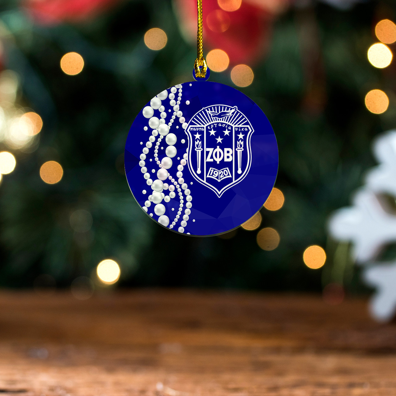 Zeta Phi Beta Acrylic And Wooden Ornament Pearl Style