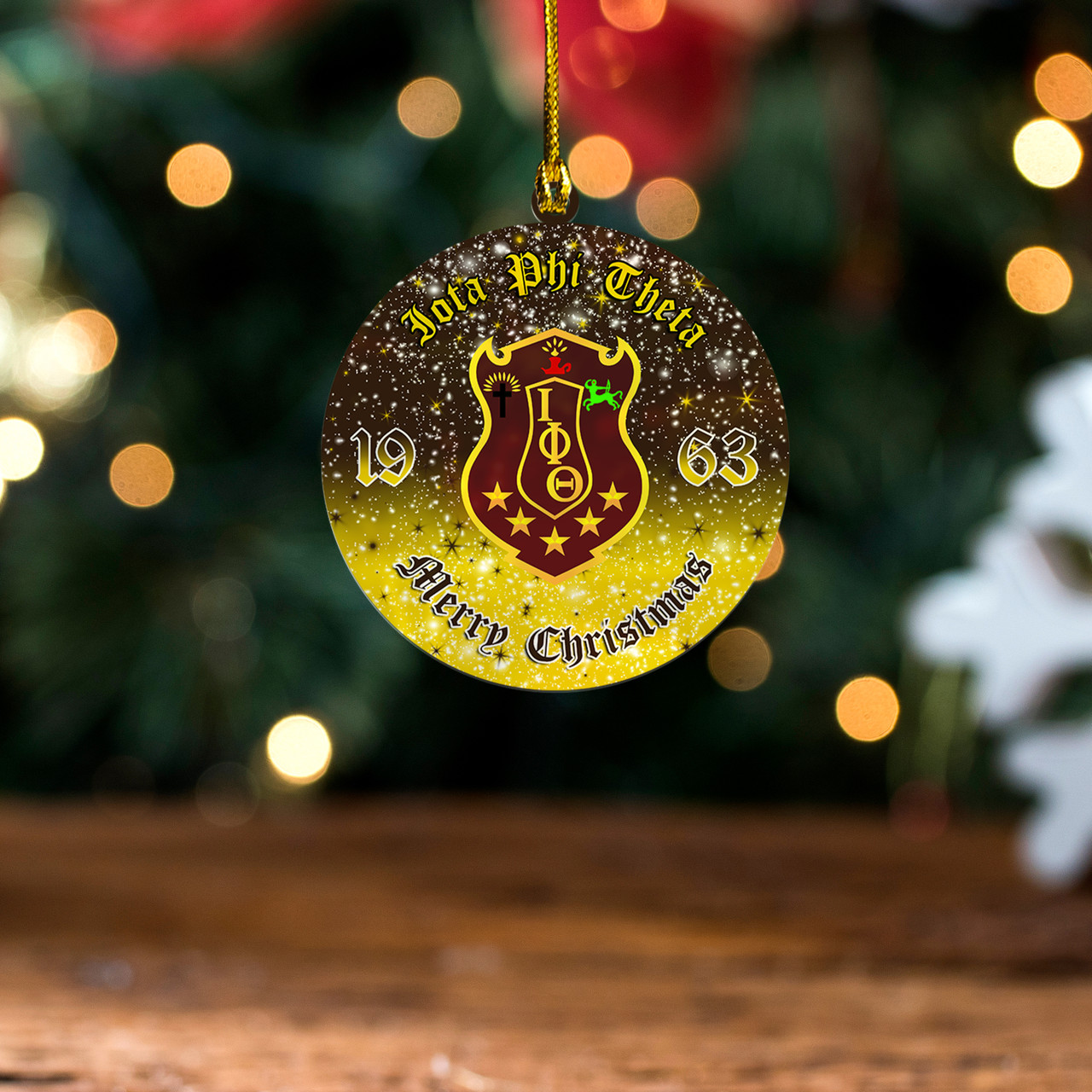 Iota Phi Theta Acrylic And Wooden Ornament Merry Christmas