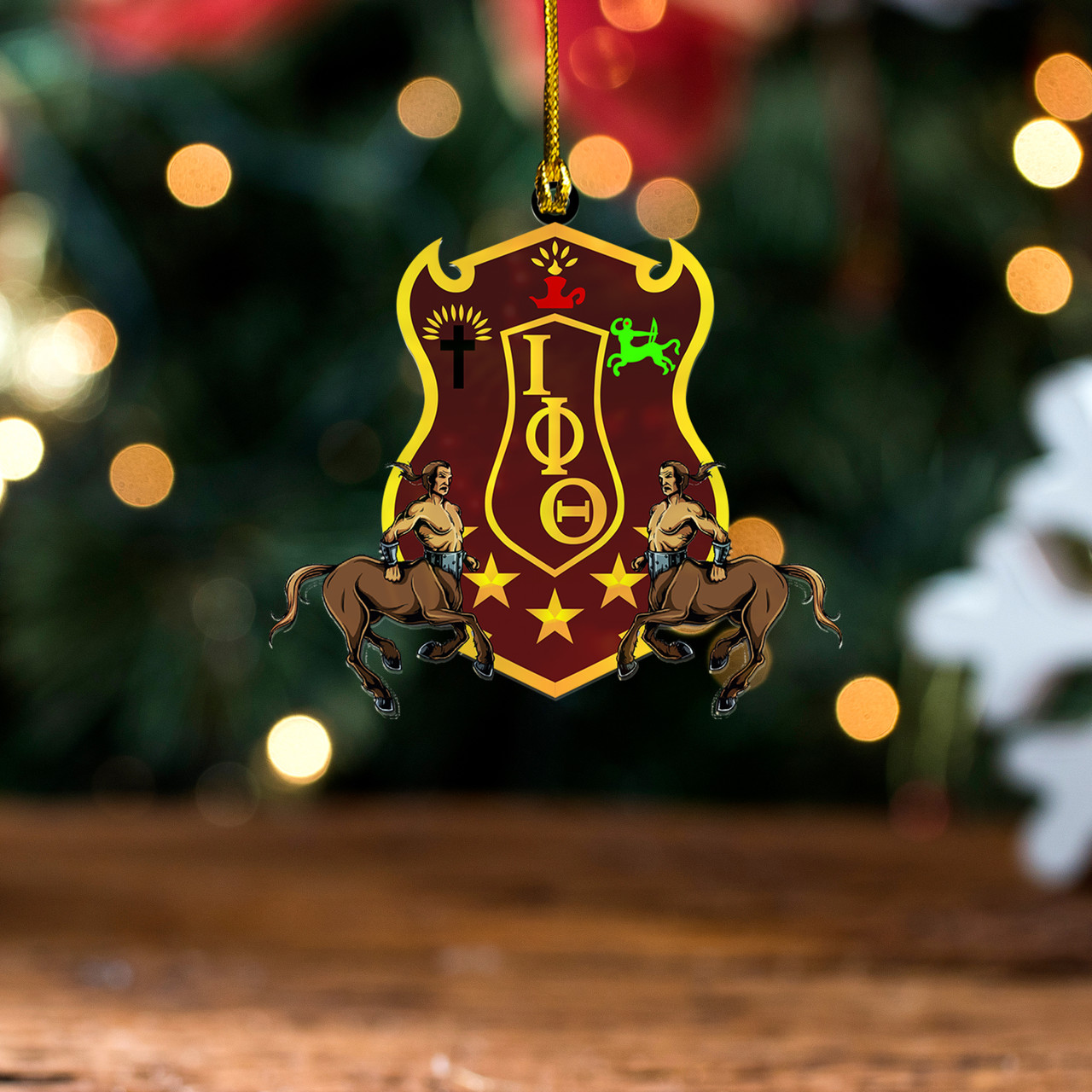 Iota Phi Theta Acrylic And Wooden Ornament Shield Style