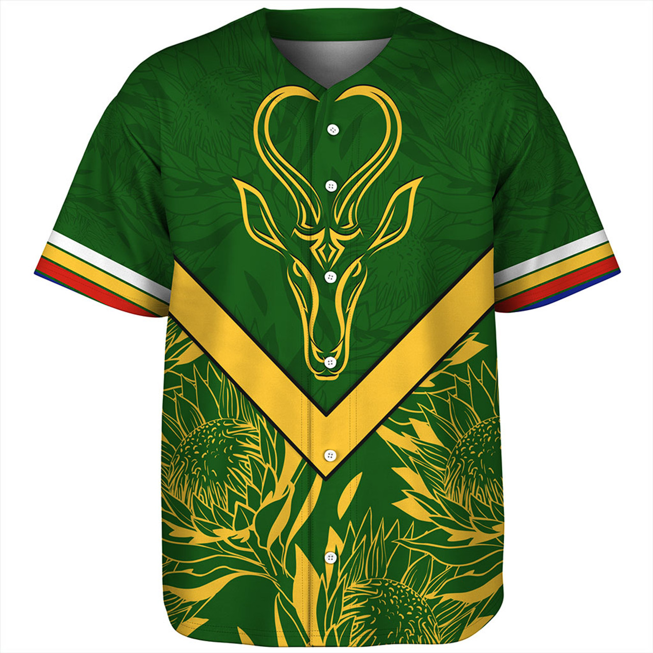 South Africa Baseball Shirt Pattern Protea Flower