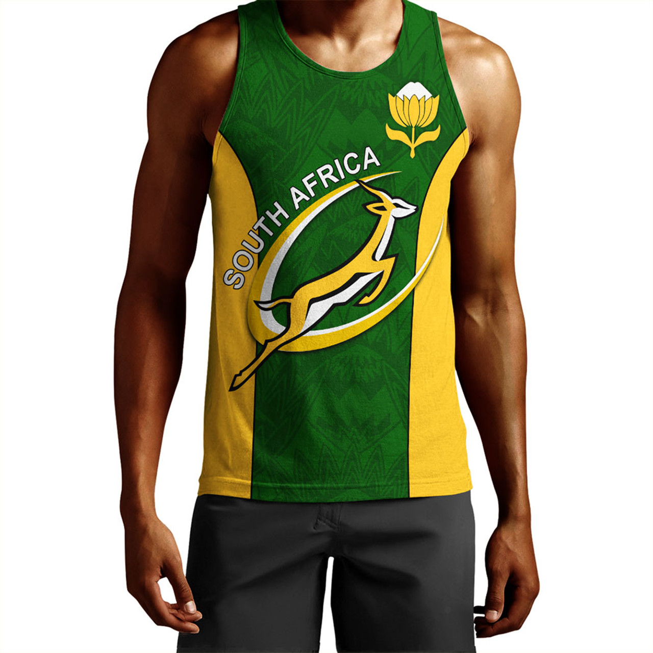 South Africa Tank Top Rugby Protea Flower