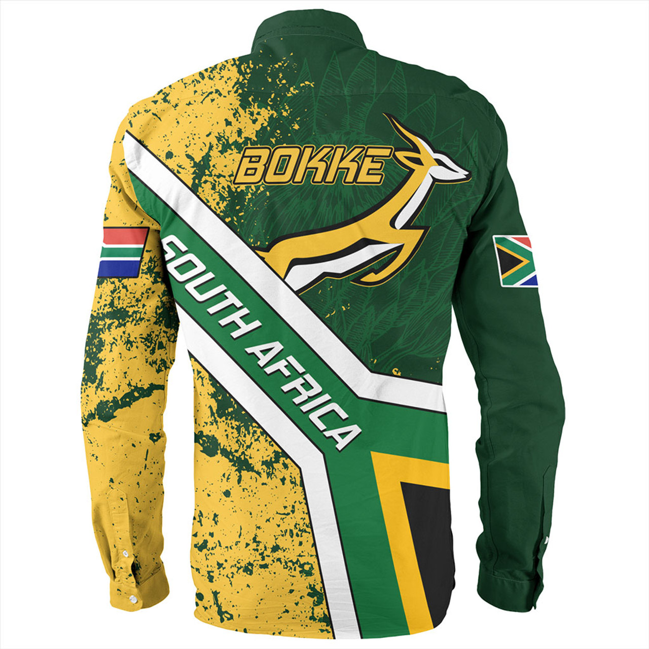 South Africa Long Sleeve Shirt Bokke Flag Gunge Background