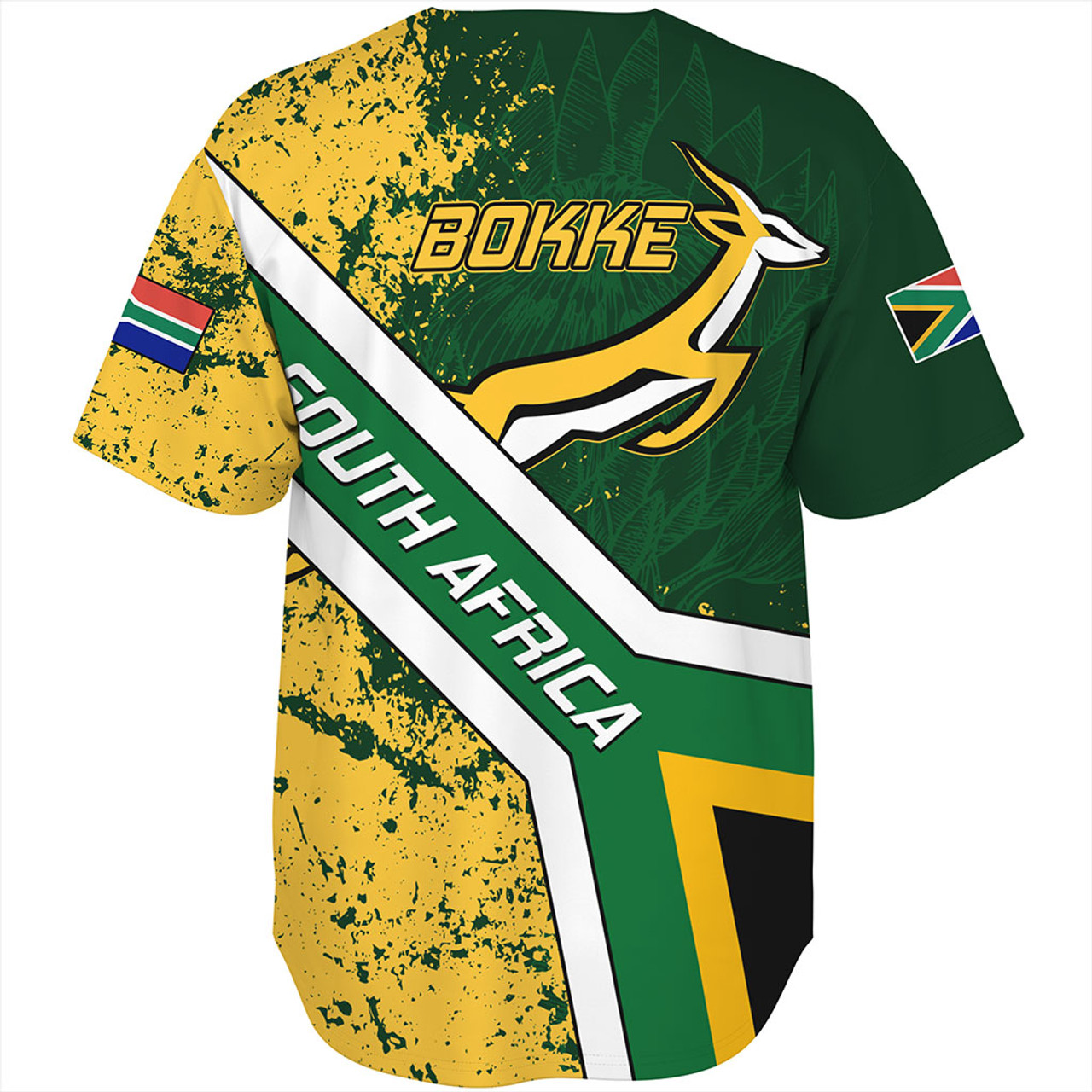 South Africa Baseball Shirt Bokke Flag Gunge Background