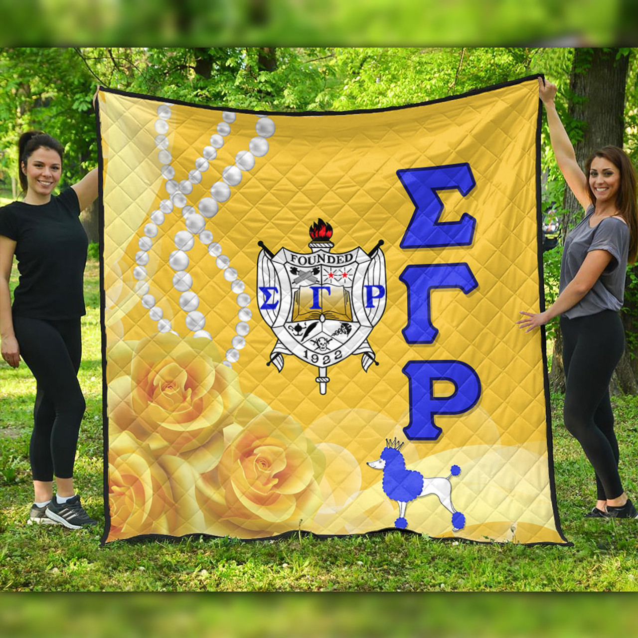 Sigma Gamma Rho Premium Quilt Rose Yellow Pearls Design