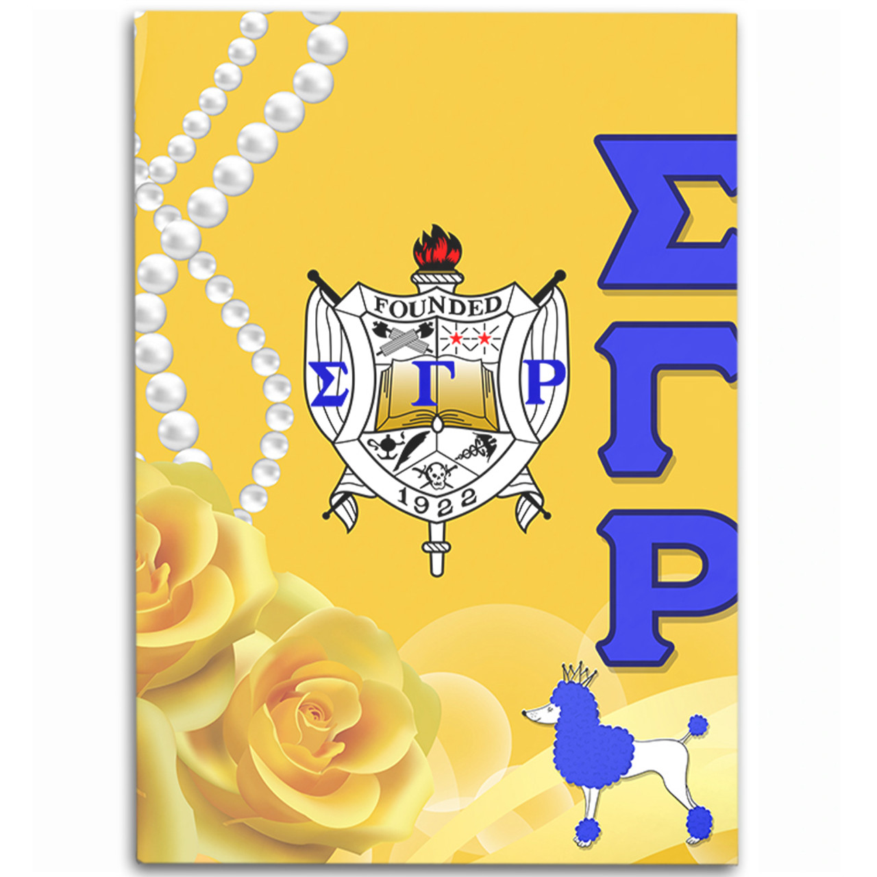 Sigma Gamma Rho Area Rug Rose Yellow Pearls Design