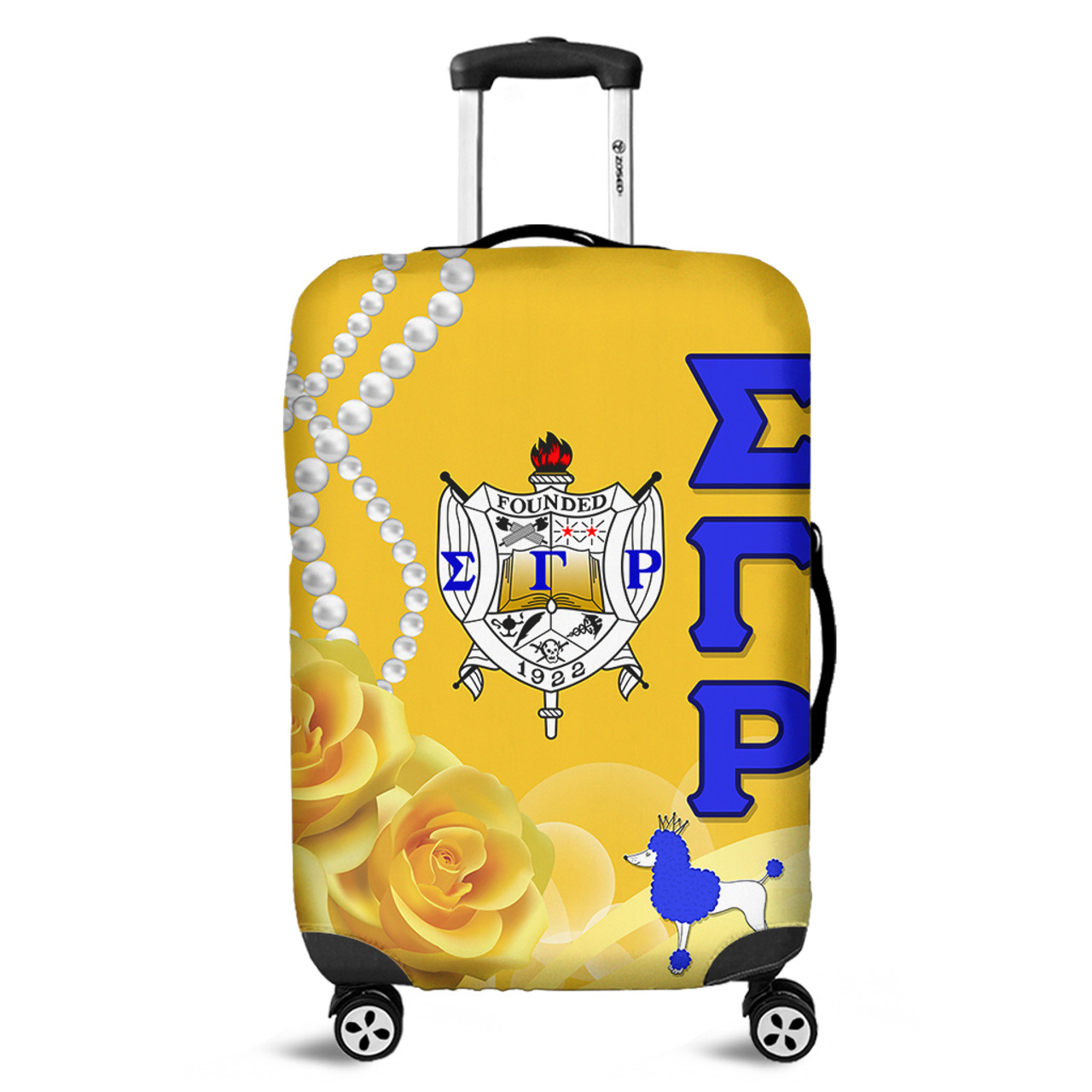 Sigma Gamma Rho Luggage Cover Rose Yellow Pearls Design