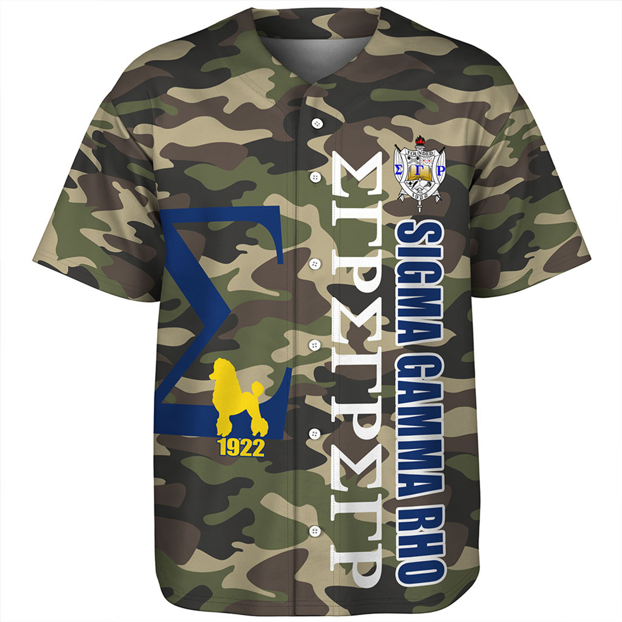 Sigma Gamma Rho Baseball Shirt Camouflage Style Greek