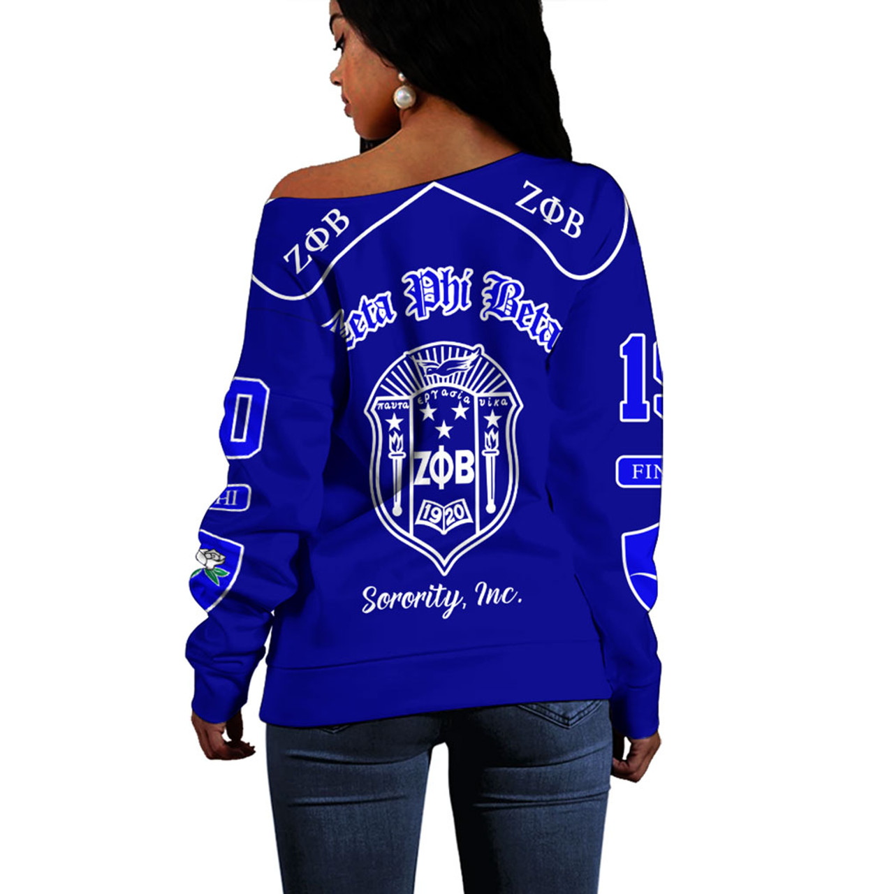 Zeta Phi Beta Off Shoulder Sweatshirt Greek Sorority Style