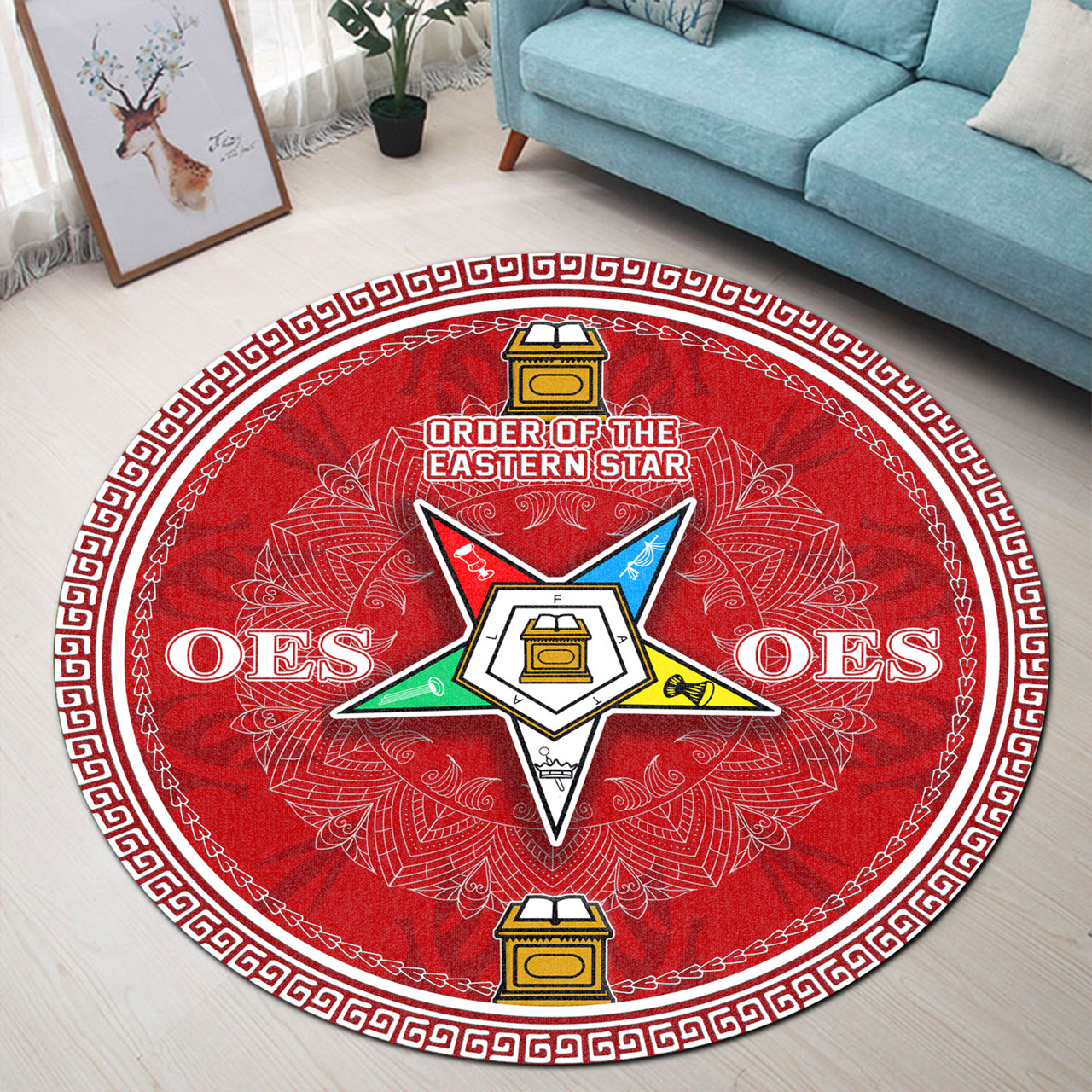 Order of the Eastern Star Round Rug Lovene