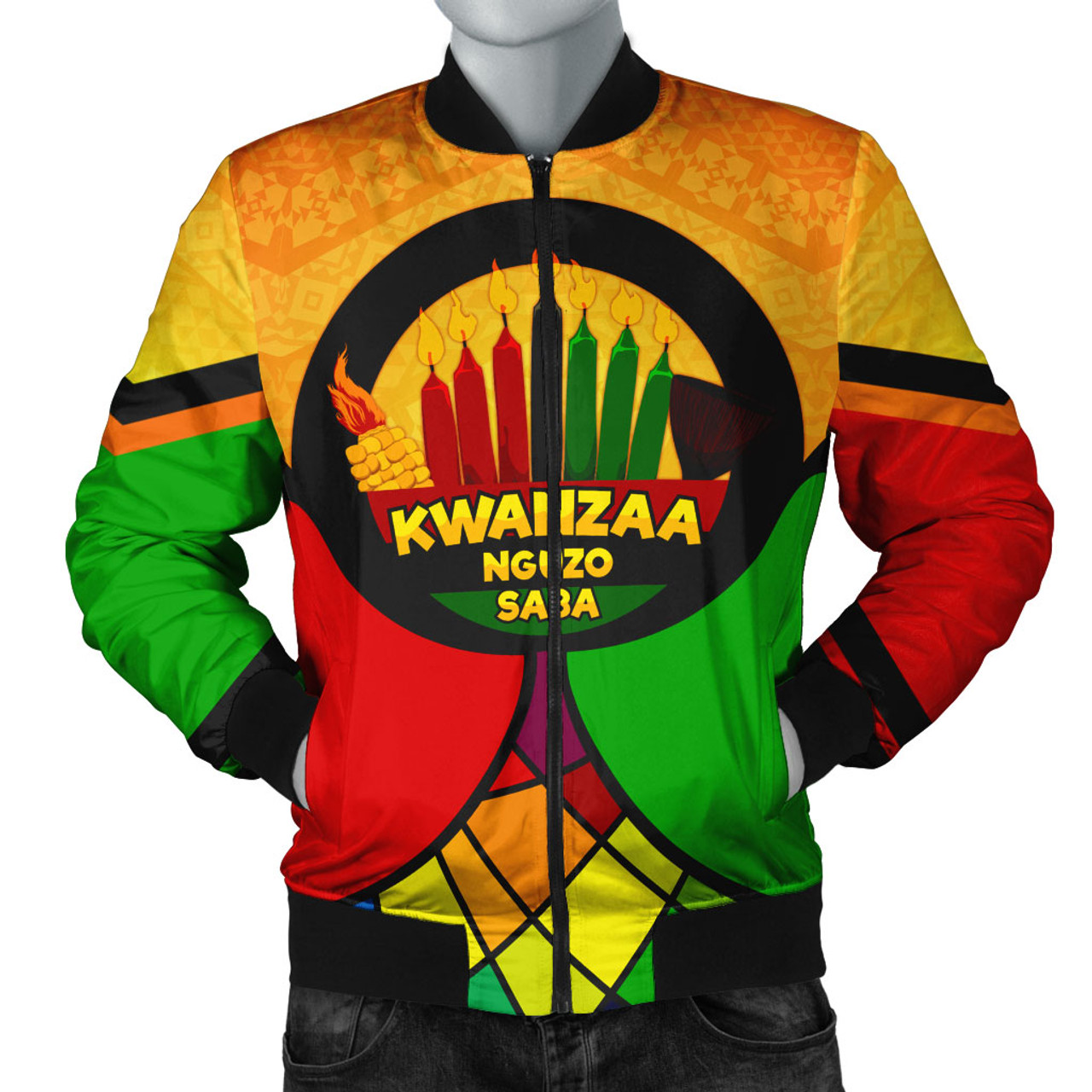 Kwanzaa Bomber Jacket Nguzo Saba Style